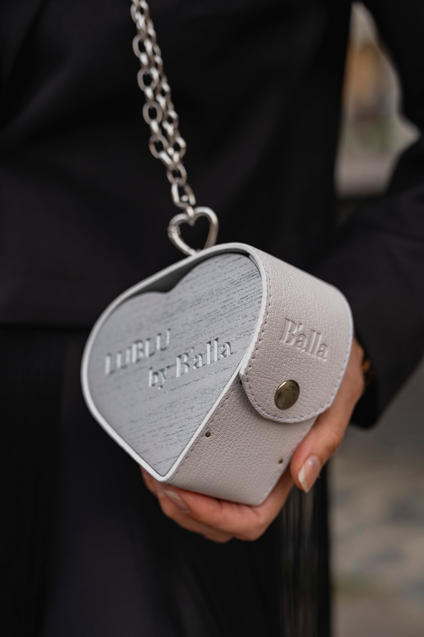 White Heart Bag with Flower