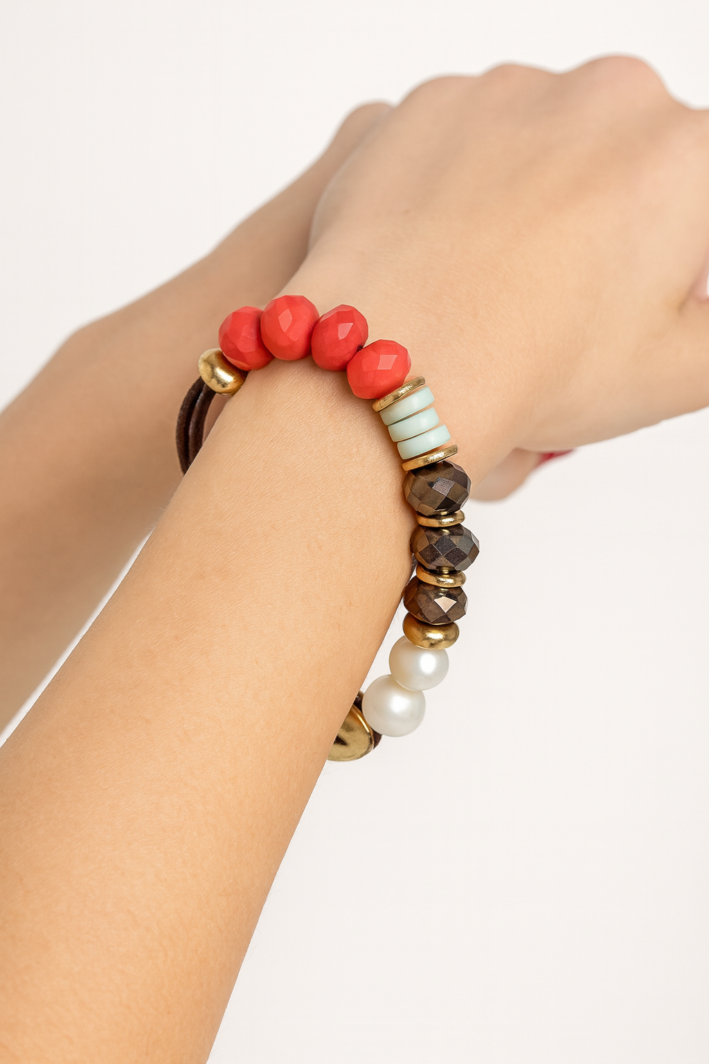 Spanish Designer Bracelet – Gold-Plated with Russian Crystal, Natural Stones & Pearls