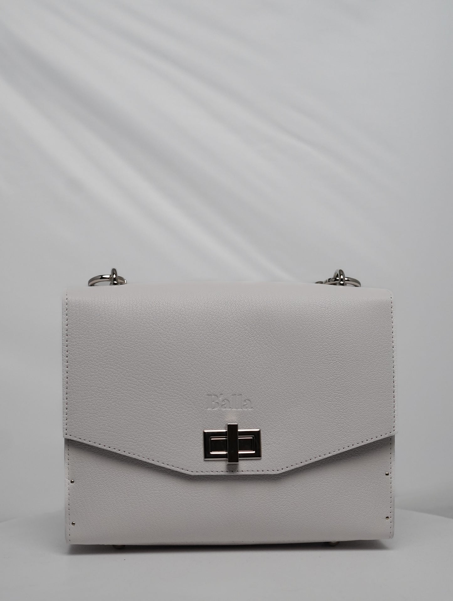 Rebeca White Leather Bag with Artistic Wood Inlay and Marine Design