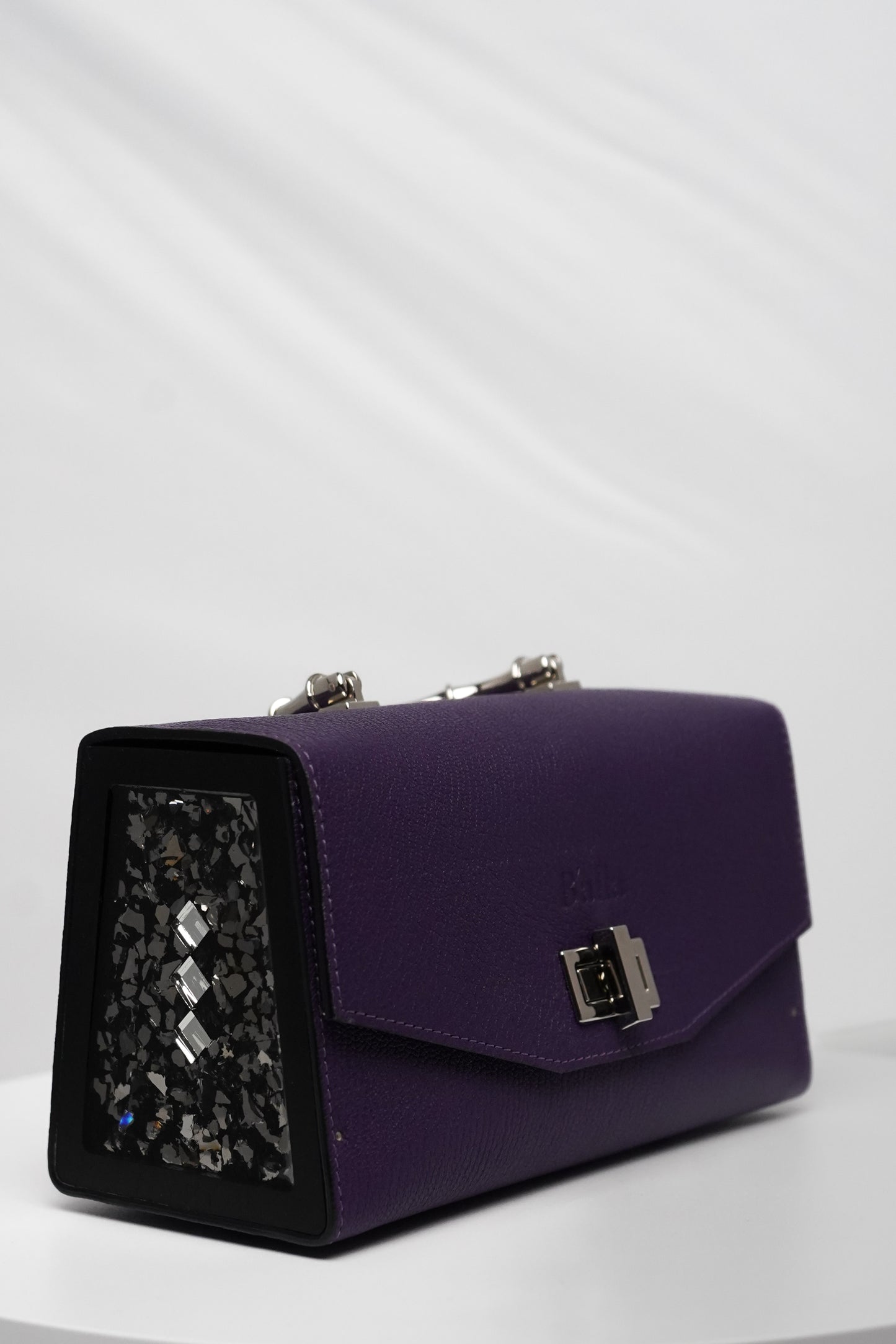 Naomi Leather and Wood Bag with Intricate Inlay