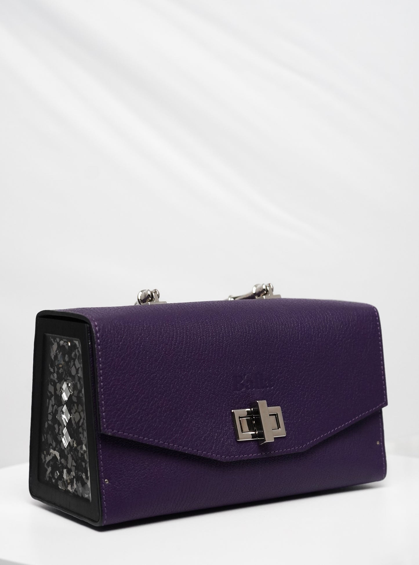 Naomi Leather and Wood Bag with Intricate Inlay