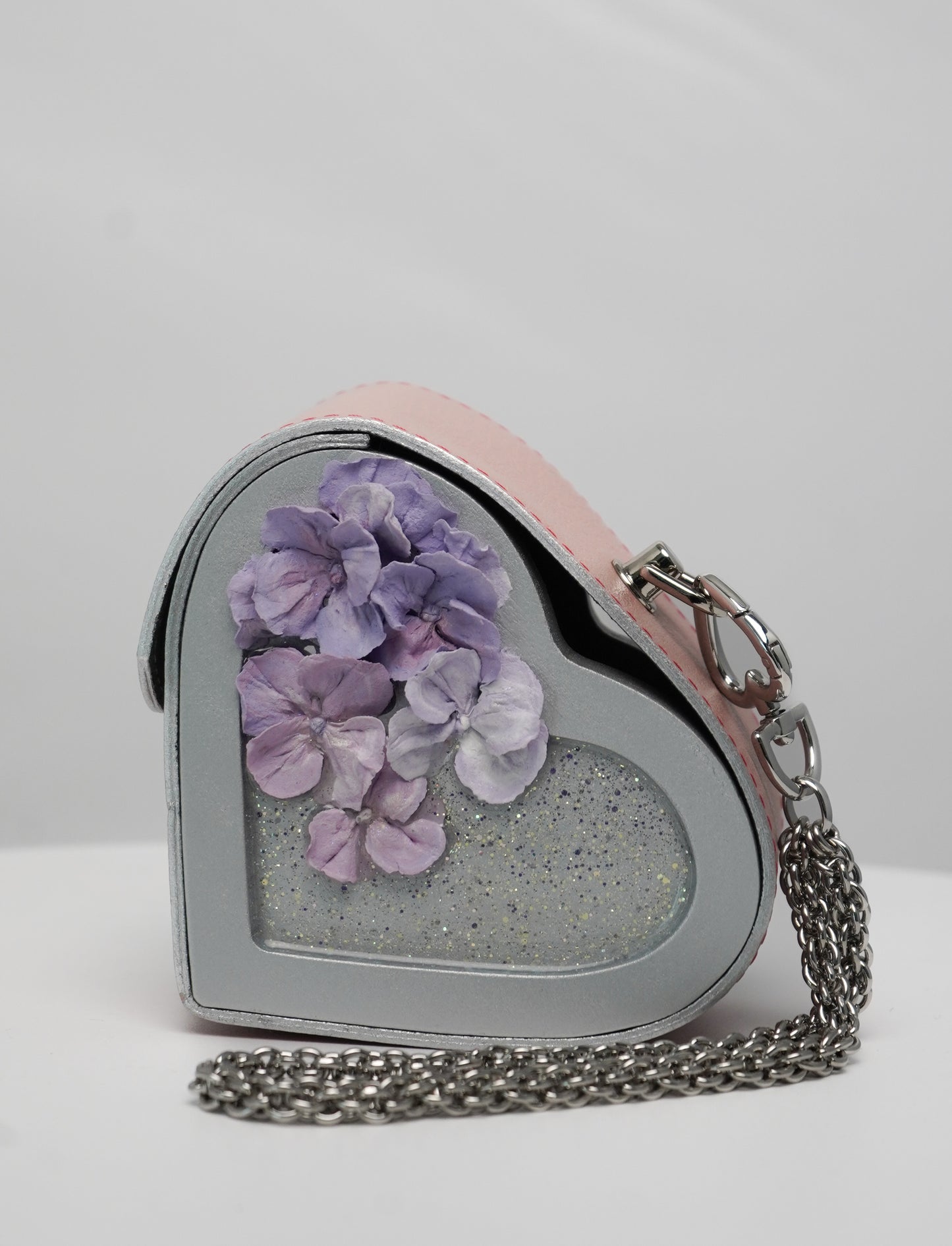 Pink Heart Bag with Flower