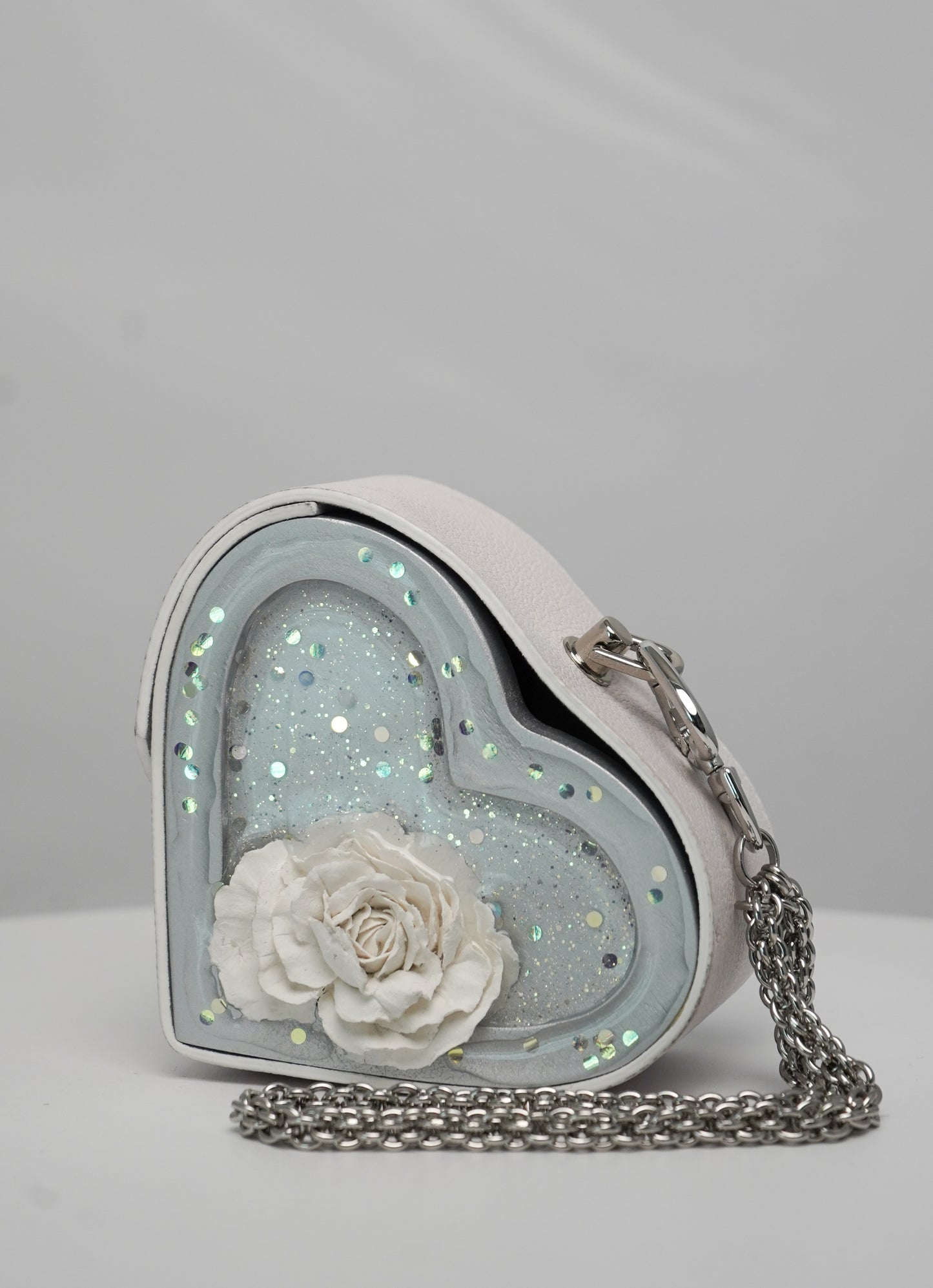 White Heart Bag with Flower