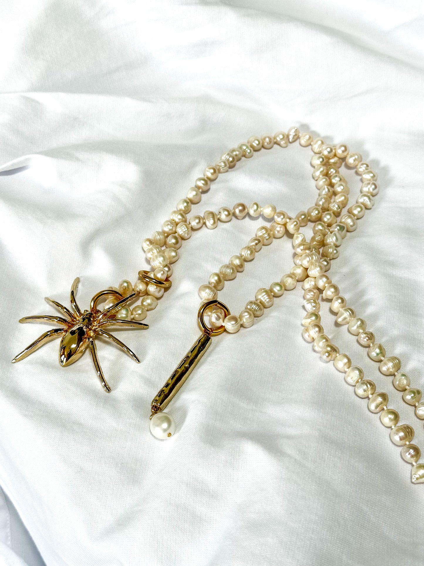 Vai Baroque Pearl & Spider Pendant Necklace — Handcrafted Limited Edition