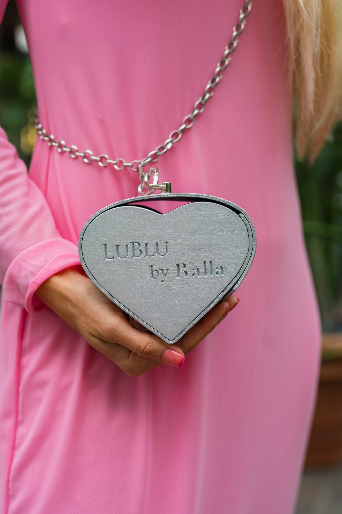 Pink Heart Bag with Flower