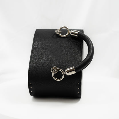Heart large. Black leather, black wood with glass elements
