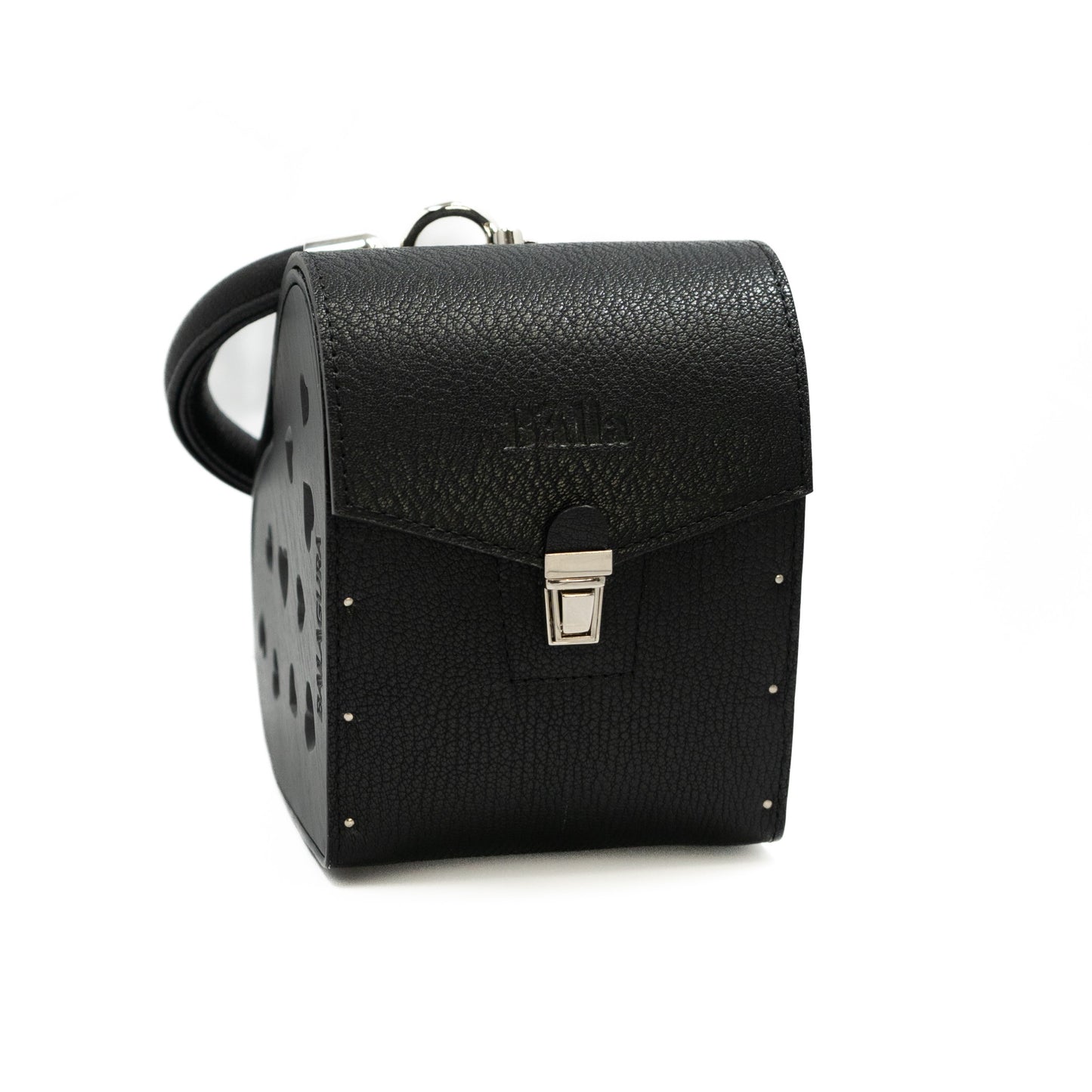 Heart large. Black leather, black wood with glass elements