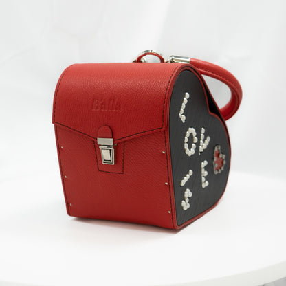 Heart bag. Red leather