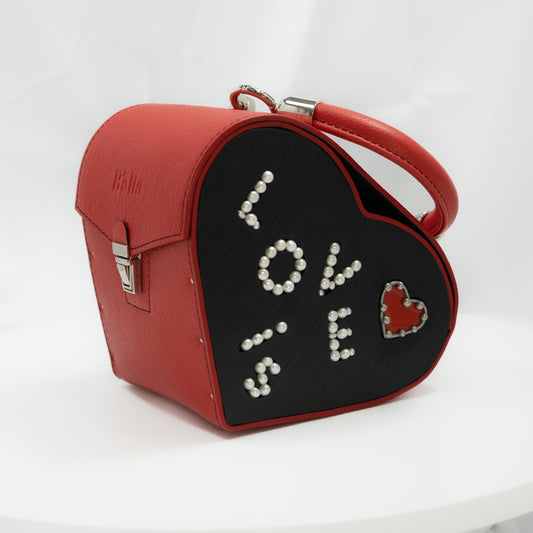 Heart bag. Red leather