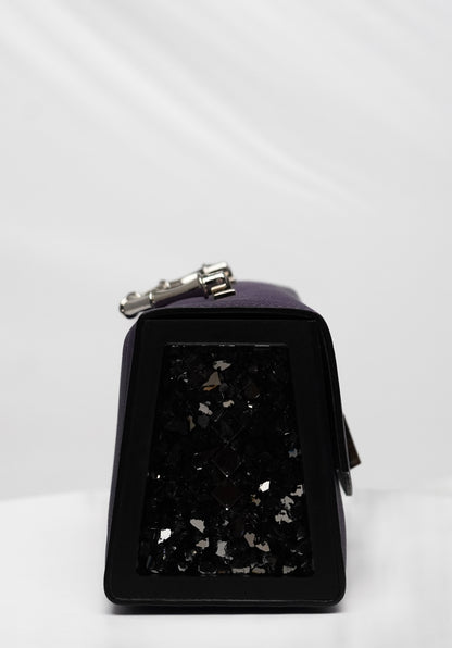 Naomi Leather and Wood Bag with Intricate Inlay