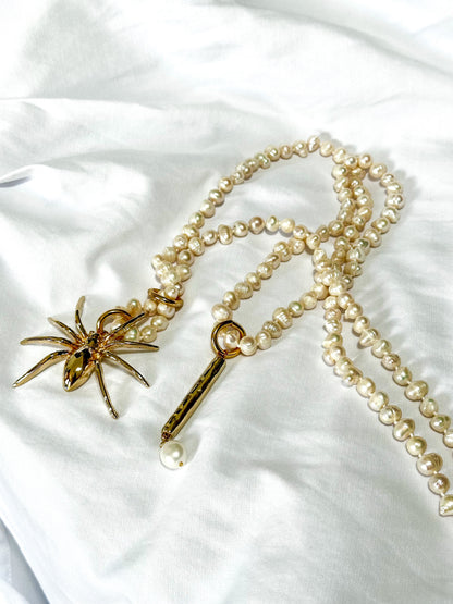 Vai Baroque Pearl & Spider Pendant Necklace — Handcrafted Limited Edition